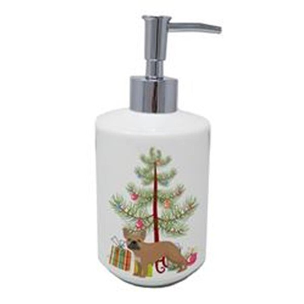 Carolines Treasures 7 x 3.5 in. French Bulldog Christmas Tree Ceramic Soap Dispenser CK3455SOAP - main
